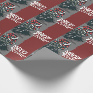 Papel De Regalo Merry Christmas Motorcycle Santa Wraping Paper