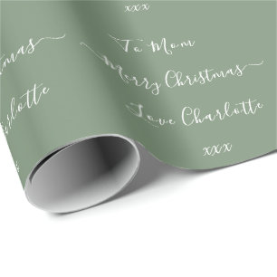 Papel De Regalo Merry Christmas Name To From Sage Green