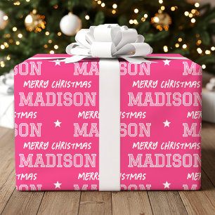 Papel De Regalo Merry Christmas nombre personalizado a gran escala