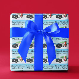 Papel De Regalo Merry Christmas Officer Daddy Santa With Cop Car