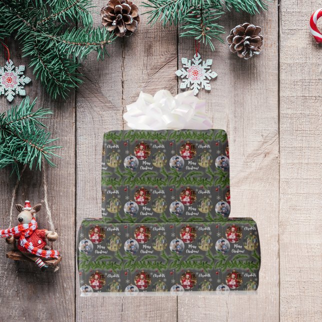 Papel De Regalo Merry Christmas Ornament Custom Snowflake Black (Subido por el creador)