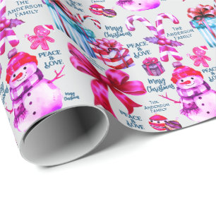 Papel De Regalo Merry Christmas Peace & Love light grey add name