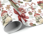 Papel De Regalo Merry Christmas Peace & Love White add name<br><div class="desc">This beautiful wrapping paper with watercolor designs of Christmas elements is fun and colorful,  on a white background and with three options to put text,  so you can put your name or your family's name,  as well as good wishes messages that will be printed all over the paper.</div>