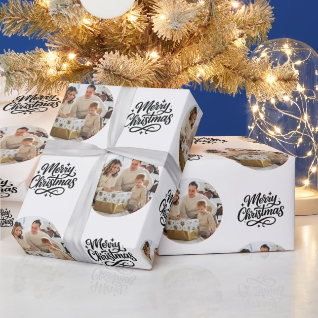 Papel De Regalo Merry Christmas Photo Collage Personalized  (Vacaciones)