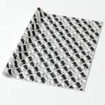 Papel De Regalo Merry Christmas Piano Keys Typography Black White<br><div class="desc">Feliz Navidad Claves de piano tipografía Patrón de texto blanco y negro Elegante papel de envolver regalo</div>