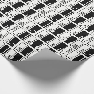 Papel De Regalo Merry Christmas Piano Keys Typography Black White