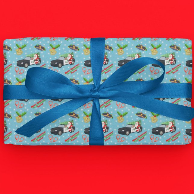 Papel De Regalo Merry Christmas Police Officer Santa Cop Car (Subido por el creador)