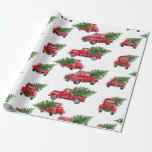 Papel De Regalo Merry Christmas Red Vintage Truck Watercolor<br><div class="desc">Feliz Navidad Camión Rojo Vintage Papel de envolvimiento acuático de color rojo.</div>
