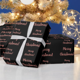 Papel De Regalo Merry Christmas Rosa Gold Black Script Typography