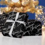Papel De Regalo Merry Christmas Script Black Name Gold Confetti<br><div class="desc">Elegancia minimalista FlorenciaKdesign</div>