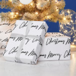 Papel De Regalo Merry Christmas Script Black White Minimalism<br><div class="desc">Elegancia minimalista FlorenciaKdesign</div>