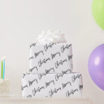 Papel De Regalo Merry Christmas Script Black White Minimalism New<br><div class="desc">Elegancia minimalista FlorenciaKdesign</div>