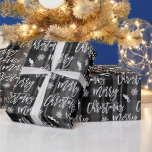 Papel De Regalo Merry Christmas snowflake mistletoblack plaid<br><div class="desc">Merry Christmas script typography snowflake mistletoe black búfalo plaid patrón,  todos los colores son editables, </div>