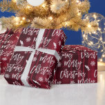 Papel De Regalo Merry Christmas snowflake mistletored<br><div class="desc">Merry Christmas script typography snowflake mistletoe red búfalo plaid patrón,  todos los colores son editables, </div>