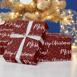 Papel De Regalo Merry Christmas Stars Red