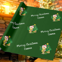 Papel De Regalo Merry Christmas Tree Custom Name Personalizado