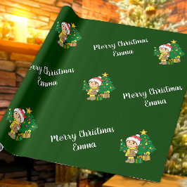 Papel De Regalo Merry Christmas Tree Custom Name Personalizado