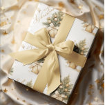 Papel De Regalo Merry Christmas Tree Gold Beigraphy<br><div class="desc">Envuelve los regalos de Navidad de este año con nuestro delicioso papel de envolvimiento de caligrafía beige de oro del árbol de navidad. Presenta un bonito diseño acuático pintado a mano, con un brillante árbol de Navidad en tonos dorado y beige. El árbol está adornado con delicados adornos y un...</div>