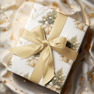 Papel De Regalo Merry Christmas Tree Gold Beigraphy