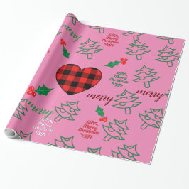Papel De Regalo Merry Christmas Tree Pink
