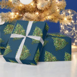 Papel De Regalo Merry Christmas Tree Rustic Vintage Classic Blue<br><div class="desc">Feliz Papel de envolvimiento azul rústico vintage clásico del árbol de Navidad. Un diseño nostálgico con árbol de Navidad de ilustracion sobre rojo.</div>