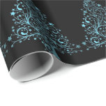 Papel De Regalo Merry Christmas Tree Stars Black Metallic Blue<br><div class="desc">Elegantes Árboles navideños estrellas Moda azul metálico brillante negro papel de envolver</div>