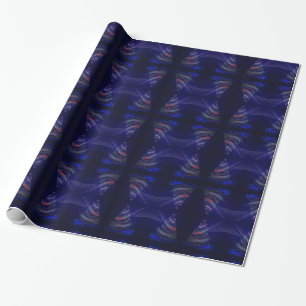 Papel De Regalo Merry Christmas Tree Stars Blue Purple Pattern