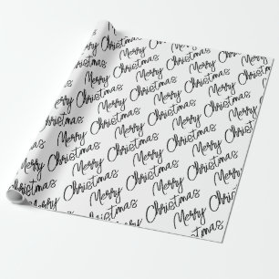Papel De Regalo Merry Christmas Typography Black White Moderne Fun