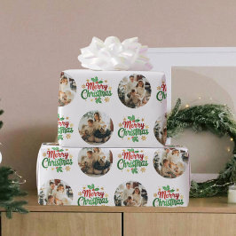 Papel De Regalo Merry Christmas Typography Patrón moderno de fotog