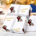 Papel De Regalo Merry Christmas Vintage Santa Custom Name<br><div class="desc">Personalizar el texto y crea fácilmente el papel de ajuste personalizado de los Navidades. Haga clic en EDITAR DISEÑO y, a continuación, seleccione FONDO para cambiar el color de fondo. Puede TRANSFERIR este DISEÑO a otros productos de Zazzle y ajustarlo para que se ajuste a la mayoría de los artículos...</div>