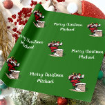 Papel De Regalo Merry Christmas Vintage Santa Custom Name<br><div class="desc">Personalizar el texto y crea fácilmente el papel de ajuste personalizado de los Navidades. Haga clic en EDITAR DISEÑO y, a continuación, seleccione FONDO para cambiar el color de fondo. Puede TRANSFERIR este DISEÑO a otros productos de Zazzle y ajustarlo para que se ajuste a la mayoría de los artículos...</div>