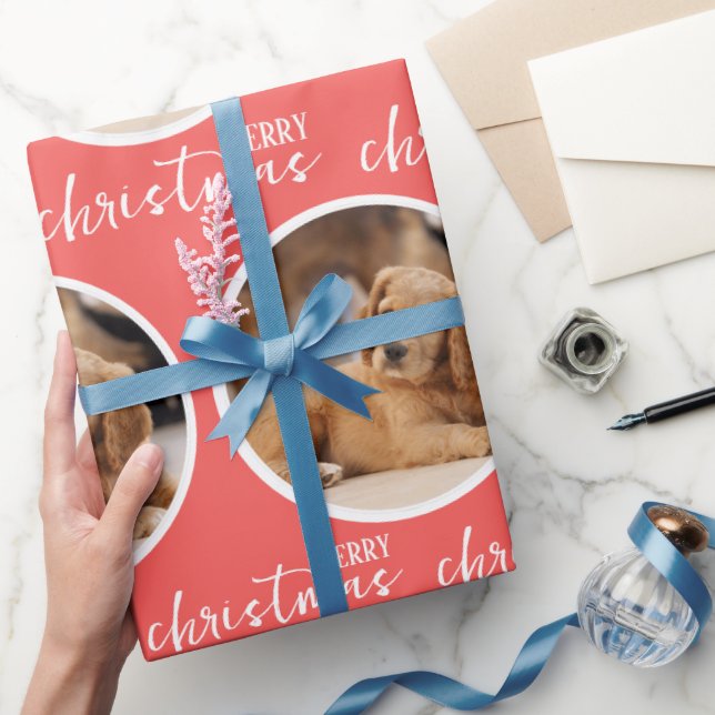 Papel De Regalo Merry Christmas with One Circle Photo (Regalar)