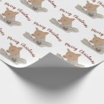 Papel De Regalo Merry Christmas Woodland Fox<br><div class="desc">Este papel de envolvimiento navideño de Merry presenta un zorro de bosque pintado con acuarelas y rodeado de vegetación de invierno,  bayas y pinecones. Se verá genial debajo de sus regalos de envoltura de árboles para sus seres queridos. Material gráfico original de Wilderness Store</div>