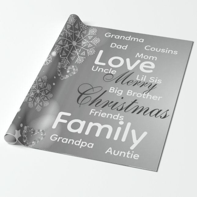 Papel De Regalo Merry Christmas Wrapping Family Love Friends  (Desenrollado)
