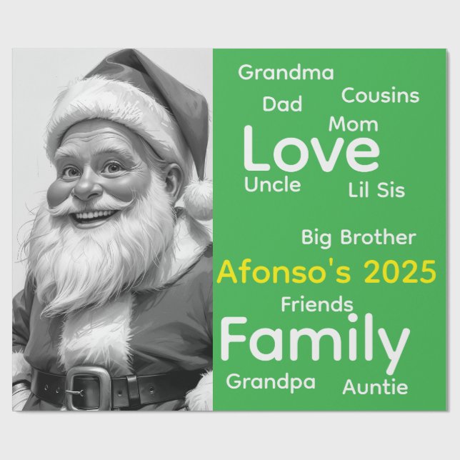 Papel De Regalo Merry Christmas Wrapping Family Love Santa  (Superficie plana)