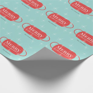 Papel De Regalo Merry Christmask Red Mask Pattern Blue Navidades