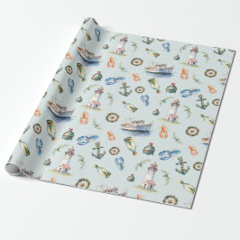 Papel De Regalo Merry Coastal Christmas Wrapping Paper