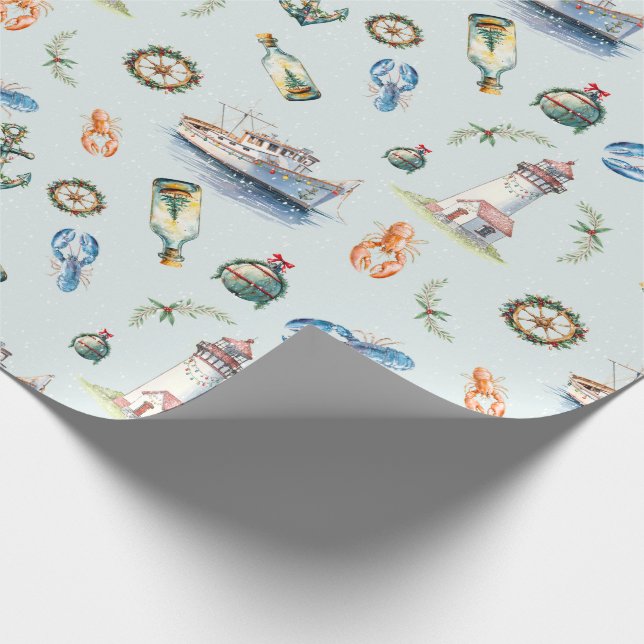 Papel De Regalo Merry Coastal Christmas Wrapping Paper (Esquina)