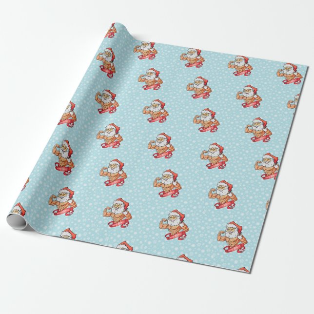 Papel De Regalo Merry Flexmas Santa Musclehead (Desenrollado)