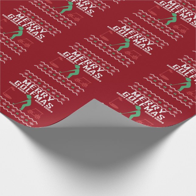 Papel De Regalo Merry Golfmas Golf Navidades feos Sweater (Esquina)