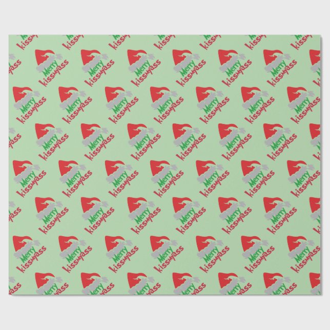 Papel De Regalo Merry Kissmyass Funny Christmas Wrapping Paper (Superficie plana)