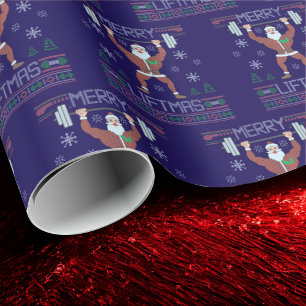 Papel De Regalo Merry Liftmas Navidades feos Gym Workup Blue