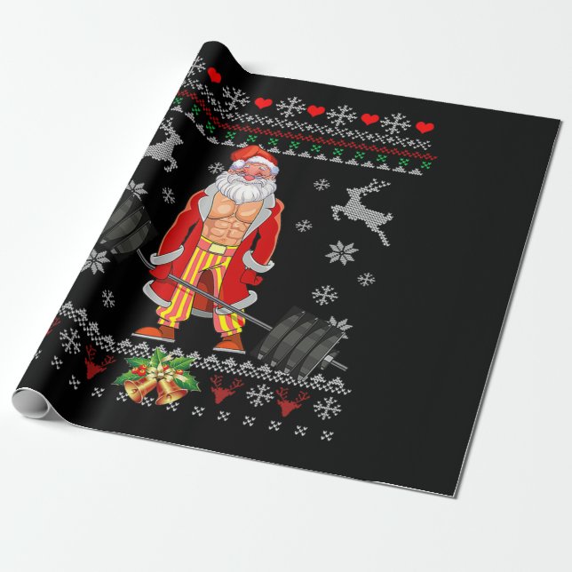 Papel De Regalo Merry Liftmas Navidades feos Pajama Santa (Desenrollado)