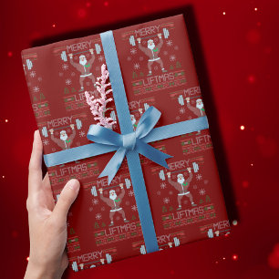 Papel De Regalo Merry Liftmas Navidades feos Rojo