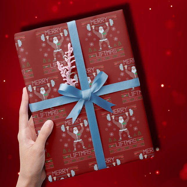 Papel De Regalo Merry Liftmas Navidades feos Rojo (Subido por el creador)