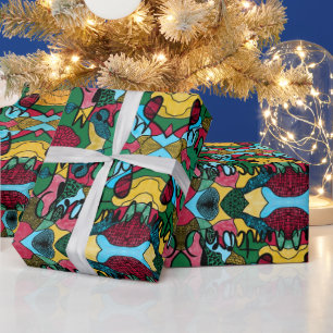 PAPEL DE REGALO MERRY NAVIDAD NEUROGRÁFICA Y NEGRO