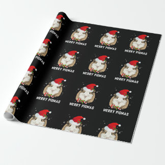 Papel De Regalo Merry Pigmas Santa Hat Guinea Pig Christmas Pajama