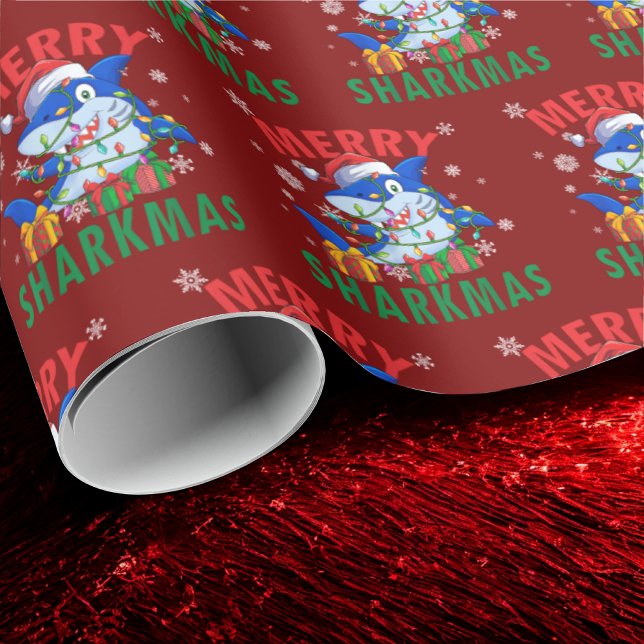 Papel De Regalo Merry Sharkmas Santa Shark Lover Navidades (Subido por el creador)