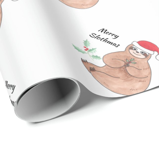 Papel De Regalo Merry Slothmas Cute Navidades (Esquina del rollo)