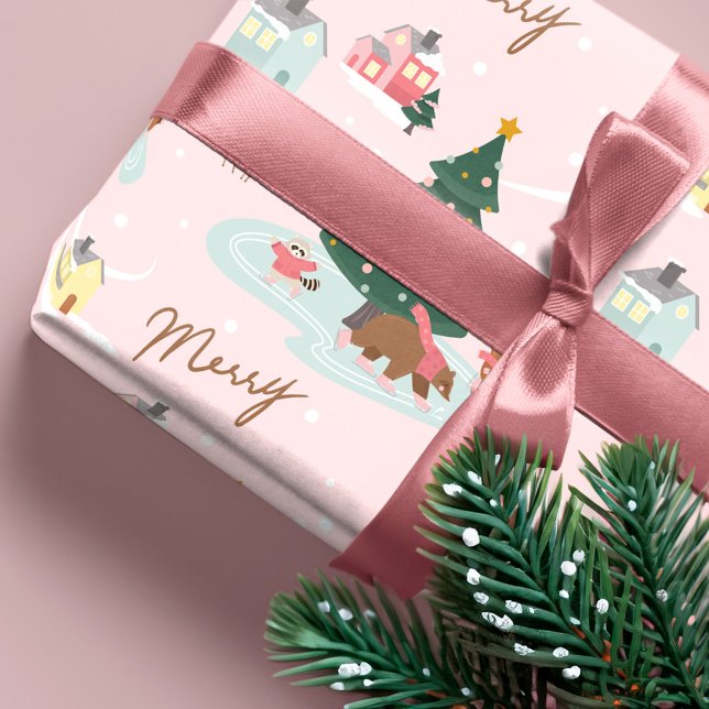 Papel De Regalo Merry Winter Wonderland Forest Woodland Animals (Merry Winter Wonderland Forest Woodland Animals Wrapping )